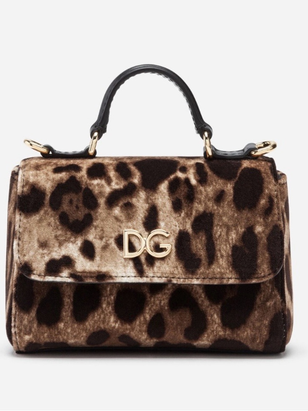 Dolce & Gabbana leopard-print velvet mini handbag. Comes with duster bag.
